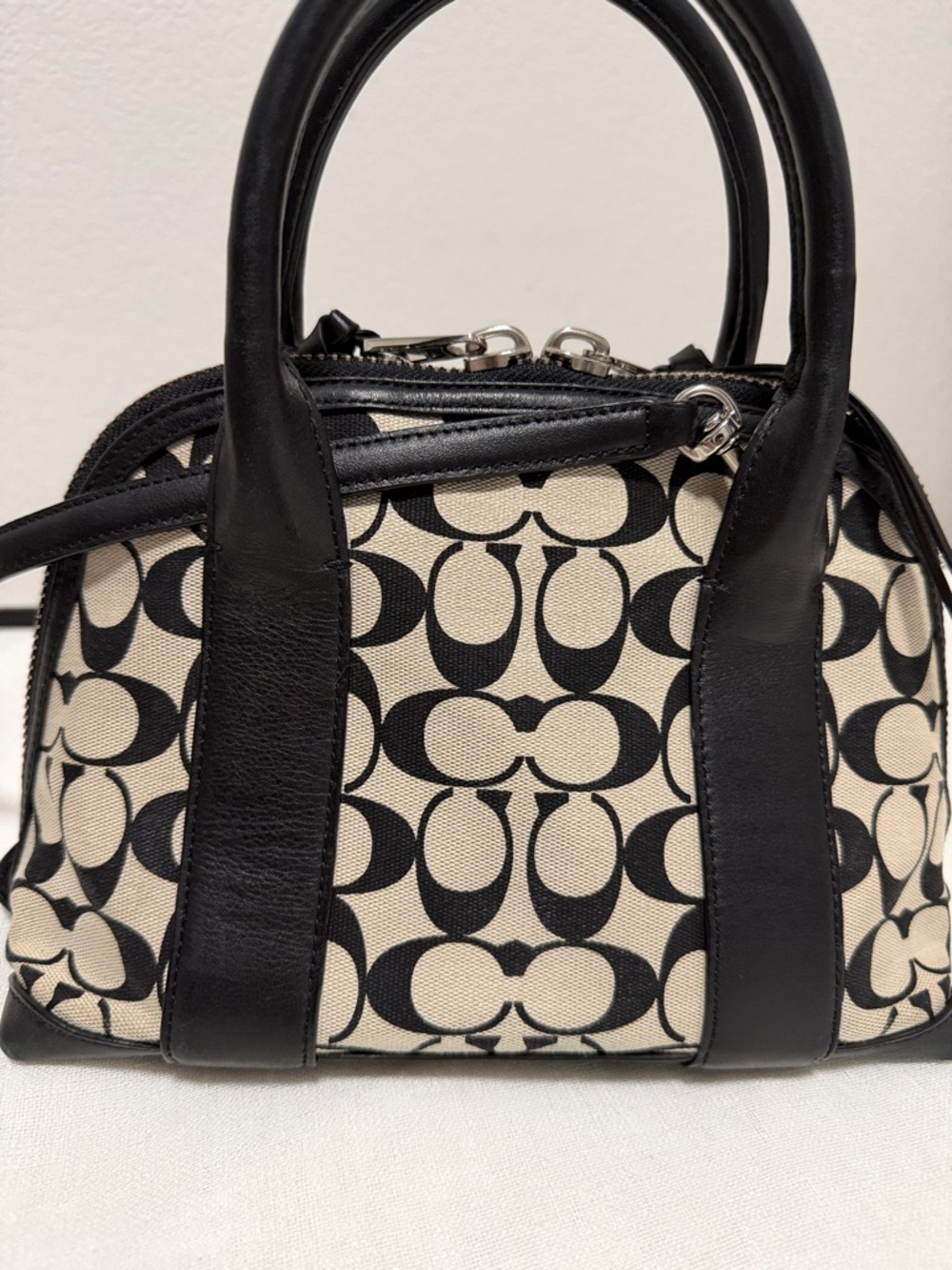 Coach Bleecker Preston Satchel Black and Cream Signature #A1461-30167 - Picture 12 of 16